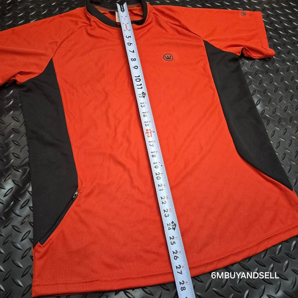 Canari Mens Cycling Jersey Large Orange Black 1/4 Zip Mesh Panels Made‎ in USA